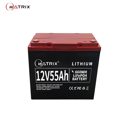 12V 55Ah Lithium Iron Phosphate Battery Deep Cycle Matrix Brand Batteries